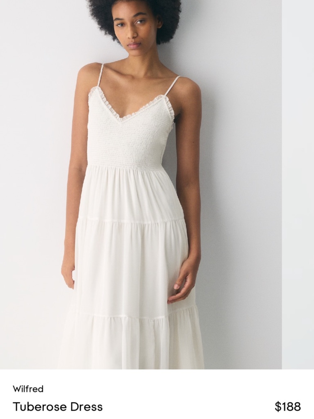 Aritzia Tuberose Cream Smocked Bodice Tiered Maxi Dress